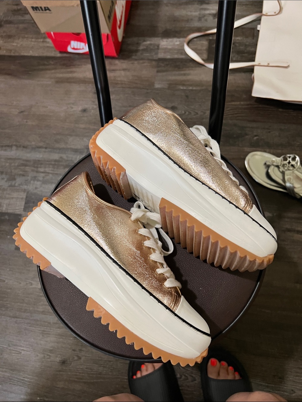 Bakers Metallic Rose Gold Sneakers with Cream Laces - Picture 3 of 3